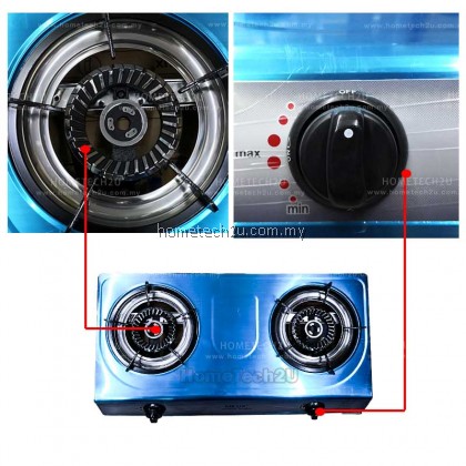 Milux Double Burner Gas Stove Gas Cooker Stainless Steel Cooker Top [Double Jet System]
