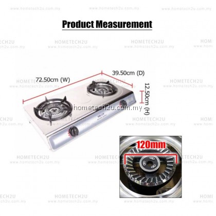 Milux Double Burner Gas Stove Gas Cooker Stainless Steel Cooker Top [Double Jet System]
