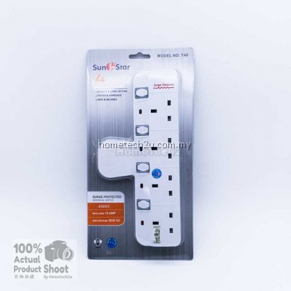 SUNSTAR WALL T-ADAPORT EXTENSION SWITCH SOCKET WITH SURGE PROTECTED (SIRIM APPROVED)