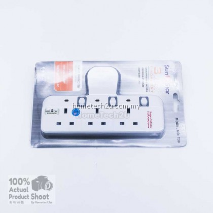 SUNSTAR WALL T-ADAPORT EXTENSION SWITCH SOCKET WITH SURGE PROTECTED (SIRIM APPROVED)