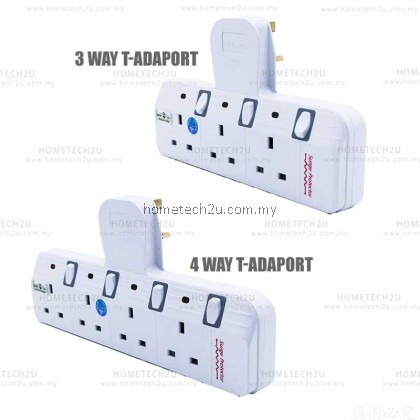 SUNSTAR WALL T-ADAPORT EXTENSION SWITCH SOCKET WITH SURGE PROTECTED (SIRIM APPROVED)