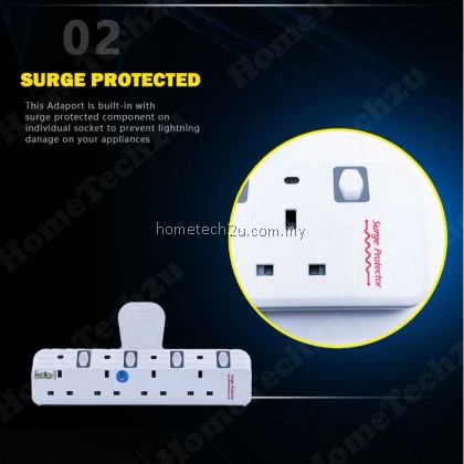 SUNSTAR WALL T-ADAPORT EXTENSION SWITCH SOCKET WITH SURGE PROTECTED (SIRIM APPROVED)