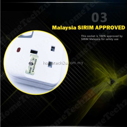 SUNSTAR WALL T-ADAPORT EXTENSION SWITCH SOCKET WITH SURGE PROTECTED (SIRIM APPROVED)