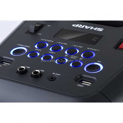 Sharp PS-920 150W High Power Portable Party Speaker with Built-in Rechargeable Battery, Disco Lights, Bluetooth, FM Radio, USB Playback & Microphone - Black Sharp PS-920 150W High Power Portable Party Speaker with Built-in Rechargeable Battery, Disco Lights, Bluetooth, FM Radio, USB Playback & Microphone - Black