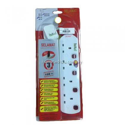 Selamat 4 Gang 2Meters Surge Protection Extension Trailing Socket [SIRIM APPROVED]