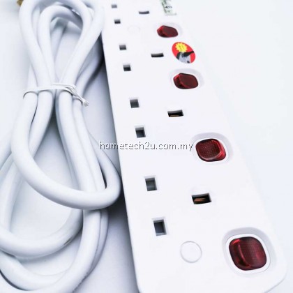 Selamat 4 Gang 2Meters Surge Protection Extension Trailing Socket [SIRIM APPROVED]
