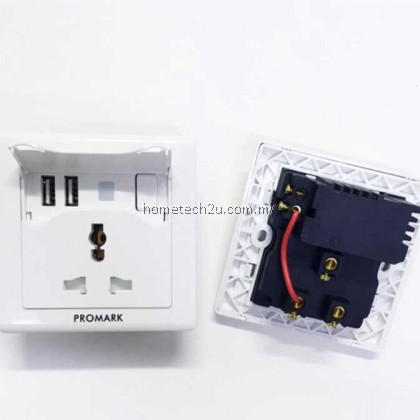 Promark Universal USB wall socket outlet 2 usb port switch socket outlet Promark Universal USB wall socket outlet 2 usb port switch socket outlet