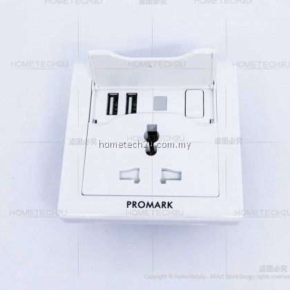 Promark Universal USB wall socket outlet 2 usb port switch socket outlet Promark Universal USB wall socket outlet 2 usb port switch socket outlet
