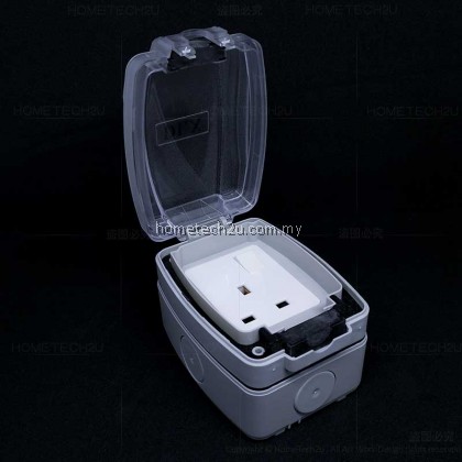 DLX Weatherproff/Waterproof Outdoor Socket 13A Wall Switch Single Socket IP66 Outside UK Plug Power Outlet