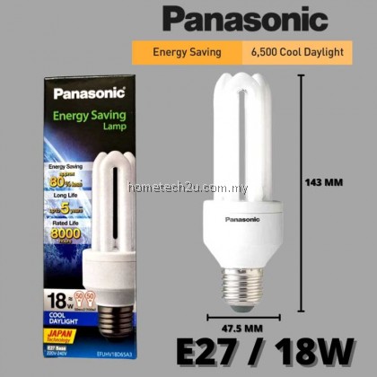 Original Panasonic 18W Energy Saving Bulb 3U Down Light Day Light E27 Screw Type (Sirim Approved Tag)