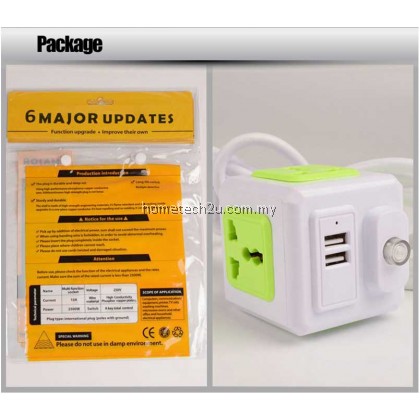 Universal Standard Magic Cube Socket 110-250V 10A 4 Outlets With 2 USB Ports 5V 2A Adapter Extension Cable 2m 2500W Home Universal Standard Magic Cube Socket 110-250V 10A 4 Outlets With 2 USB Ports 5V 2A Adapter Extension Cable 2m 2500W Home