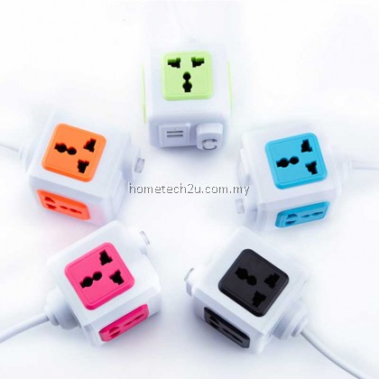 Universal Standard Magic Cube Socket 110-250V 10A 4 Outlets With 2 USB Ports 5V 2A Adapter Extension Cable 2m 2500W Home Universal Standard Magic Cube Socket 110-250V 10A 4 Outlets With 2 USB Ports 5V 2A Adapter Extension Cable 2m 2500W Home