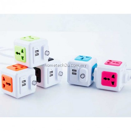 Universal Standard Magic Cube Socket 110-250V 10A 4 Outlets With 2 USB Ports 5V 2A Adapter Extension Cable 2m 2500W Home Universal Standard Magic Cube Socket 110-250V 10A 4 Outlets With 2 USB Ports 5V 2A Adapter Extension Cable 2m 2500W Home