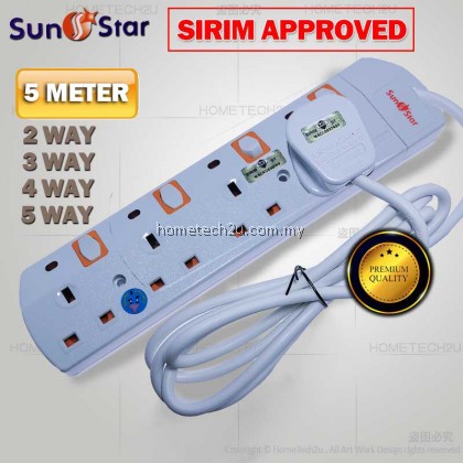 SunStar 2G/3G/4G/5G 2 5 Meters Extension Trailing Socket Extension Plug (SIRIM APPROVED) SunStar 2G/3G/4G/5G 2 5 Meters Extension Trailing Socket Extension Plug (SIRIM APPROVED)