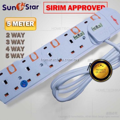 SunStar 2G/3G/4G/5G 2 5 Meters Extension Trailing Socket Extension Plug (SIRIM APPROVED) SunStar 2G/3G/4G/5G 2 5 Meters Extension Trailing Socket Extension Plug (SIRIM APPROVED)