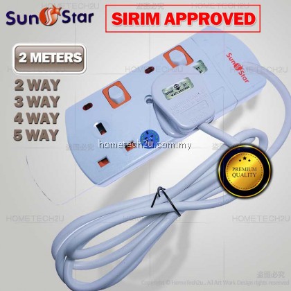 SunStar 2G/3G/4G/5G 2 5 Meters Extension Trailing Socket Extension Plug (SIRIM APPROVED) SunStar 2G/3G/4G/5G 2 5 Meters Extension Trailing Socket Extension Plug (SIRIM APPROVED)