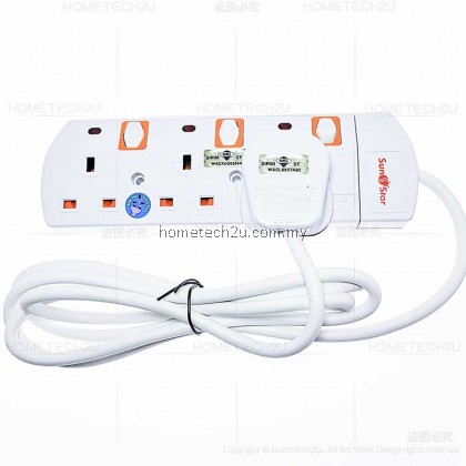 SunStar 2G/3G/4G/5G 2 5 Meters Extension Trailing Socket Extension Plug (SIRIM APPROVED) SunStar 2G/3G/4G/5G 2 5 Meters Extension Trailing Socket Extension Plug (SIRIM APPROVED)