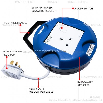 Heavy Duty Extension Roller Bulat 5 /7 meter 1.25mm x 3C Full Copper Cable Reel Socket Sirim Approved (Random Color) Heavy Duty Extension Roller Bulat 5 /7 meter 1.25mm x 3C Full Copper Cable Reel Socket Sirim Approved (Random Color)
