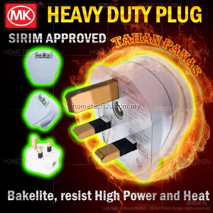 High Quality MK Heavy Duty Bakelite 13Amp Fused 3 Pin Plug Top Sirim Approved for Oven, Water Heater, Kettle, Washing Machine, Refrigerator, Freezer High Quality MK Heavy Duty Bakelite 13Amp Fused 3 Pin Plug Top Sirim Approved for Oven, Water Heater, Kettle, Washing Machine, Refrigerator, Freezer