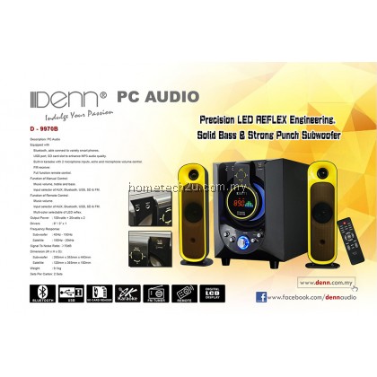 Denn 2.1ch PC Audio Multimedia Bluetooth Speaker with Remote Control (D-9970B) Denn 2.1ch PC Audio Multimedia Bluetooth Speaker with Remote Control (D-9970B)