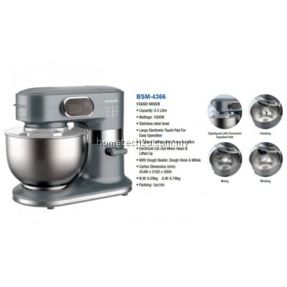 Butterfly BSM-4366 6.5L Heavy Duty Commercial Stand Mixer 5 Speed Stainless Steel Bowl 1000W Butterfly BSM-4366 6.5L Heavy Duty Commercial Stand Mixer 5 Speed Stainless Steel Bowl 1000W