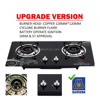 XMA Double Burners Glass Stove Glass Built In Hob Dapur Gas Kaca Tanam Kabinet Murah XMA Double Burners Glass Stove Glass Built In Hob Dapur Gas Kaca Tanam Kabinet Murah