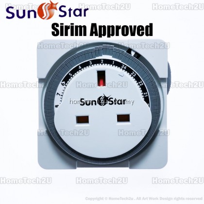 Sunstar 13A 24 Hours Analog Plug In Timer Switch (Sirim Approved) Sunstar 13A 24 Hours Analog Plug In Timer Switch (Sirim Approved)