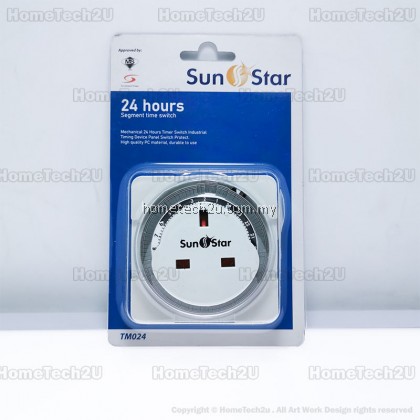 Sunstar 13A 24 Hours Analog Plug In Timer Switch (Sirim Approved) Sunstar 13A 24 Hours Analog Plug In Timer Switch (Sirim Approved)