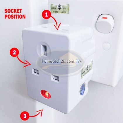 DLX 3 Way Adaptor with Neon Indicator Plug Extension Socket (Sirim Approved)