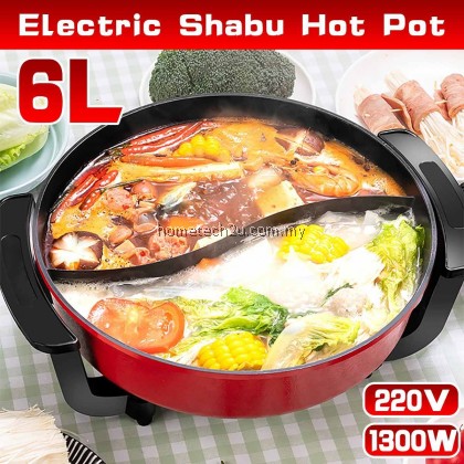 Steamboat Pot 1300W 220V Electric Hot Pot double Soup pots Shabu Cookware Kitchen indoor Smokeless Pots Non Stick Induction Cookers 6L Steamboat Pot 1300W 220V Electric Hot Pot double Soup pots Shabu Cookware Kitchen indoor Smokeless Pots Non Stick Induction Cookers 6L