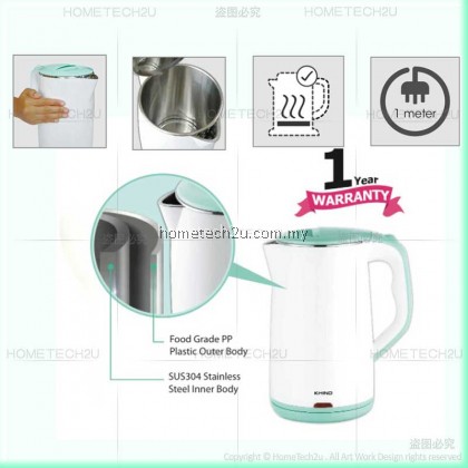 Original Khind Electric Jug Kettle Double Wall Protection 2.0L Big Capacity SUS304 (Sirim Approved) Original Khind Electric Jug Kettle Double Wall Protection 2.0L Big Capacity SUS304 (Sirim Approved)