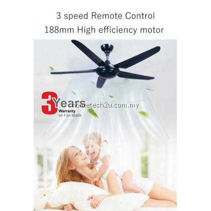 [2UNITS] DEKA K9 56" 5 BLADE 4 SPEED CEILING FAN w REMOTE CONTROL BLACK