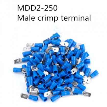 MDD2-250 6.3mm Cable lug Clip Wire Connector Male Insulated Electrical Crimp Terminal for 1.5-2.5mm2 Connectors Cable MDD2-250 6.3mm Cable lug Clip Wire Connector Male Insulated Electrical Crimp Terminal for 1.5-2.5mm2 Connectors Cable