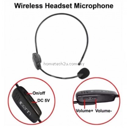 Denn DM-300US Mono Channel UHF Wireless Microphone Head Mic Presentation Loudspeaker Tour Guide Teaching Lecture