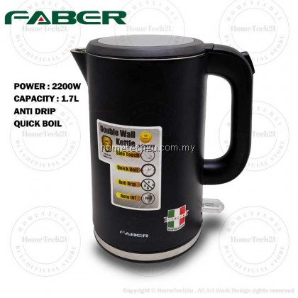Faber FCK DW2200 Kettle 1.7L Stainless Steel Double Wall Conceal Heating Element(Sirim) Faber FCK DW2200 Kettle 1.7L Stainless Steel Double Wall Conceal Heating Element(Sirim)
