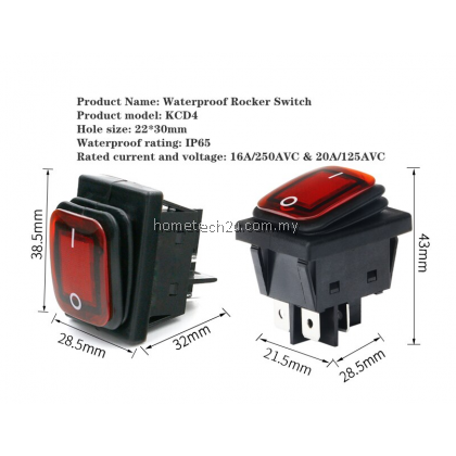 Waterproof boat-shaped rocker switch KCD4-201N 4 feet 2 gears with light silver point high current rocker power supply