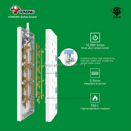 GONGNIU/Bull Sirim Approved Heavy Duty Surge Protector 3000w Trailing Socket Extension Extention Plug Adapter Soket Trailing 公牛插座 GONGNIU/Bull Sirim Approved Heavy Duty Surge Protector 3000w Trailing Socket Extension Extention Plug Adapter Soket Trailing 公牛插座