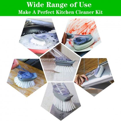 Kitchen Cleaning Brush 2 In 1Handle Cleaning Brush with Removable Brush Sponge Dispenser Dishwashing Brush Kitchen Tools Kitchen Cleaning Brush 2 In 1Handle Cleaning Brush with Removable Brush Sponge Dispenser Dishwashing Brush Kitchen Tools