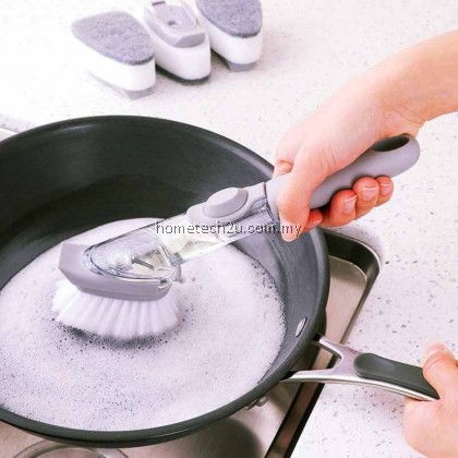Kitchen Cleaning Brush 2 In 1Handle Cleaning Brush with Removable Brush Sponge Dispenser Dishwashing Brush Kitchen Tools Kitchen Cleaning Brush 2 In 1Handle Cleaning Brush with Removable Brush Sponge Dispenser Dishwashing Brush Kitchen Tools