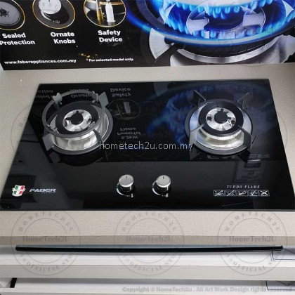 Faber Italia 4.8kW Tempered Glass Built-in Cooker Hob / Gas Stove FGH VITTO 2B/76BK