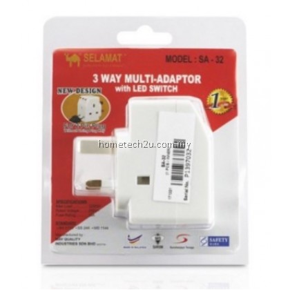 ORIGINAL SELAMAT 3 WAY Adaptor With Neon Switch (SIRIM) SA-32/2K-333L Best Quality Plug Kepala Tiga 3 Extension Socket ORIGINAL SELAMAT 3 WAY Adaptor With Neon Switch (SIRIM) SA-32/2K-333L Best Quality Plug Kepala Tiga 3 Extension Socket