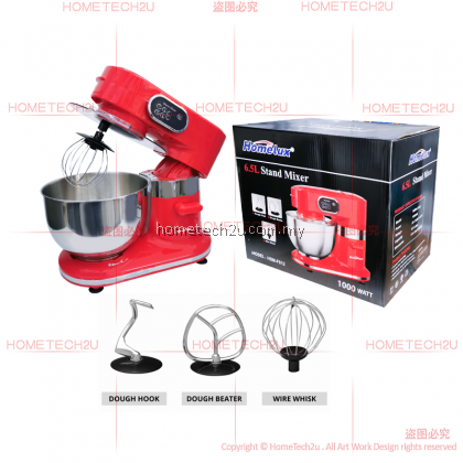 Homelux Stand Mixer Heavy Duty 6.5L 2.5KG 1000W Professional Baking Mixer Cake Mixer Low Noise Sirim HSM-F612 揉面机 打蛋机 Homelux Stand Mixer Heavy Duty 6.5L 2.5KG 1000W Professional Baking Mixer Cake Mixer Low Noise Sirim HSM-F612 揉面机 打蛋机