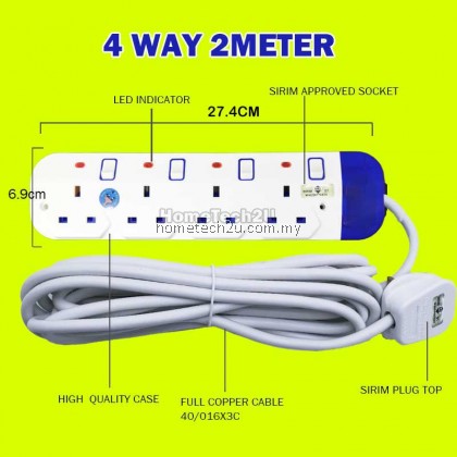 Extension Plug with Sirim Approved 13A Trailing Socket Copper Cable Power Plug 2/5 meter Extension Plug with Sirim Approved 13A Trailing Socket Copper Cable Power Plug 2/5 meter