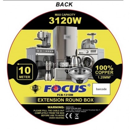 Focus Heavy Duty Extension Roller Round Extantion Cord Extension Plug Bulat Full Copper 1.25mm with Sirim Approved 10Meter Focus Heavy Duty Extension Roller Round Extantion Cord Extension Plug Bulat Full Copper 1.25mm with Sirim Approved 10Meter