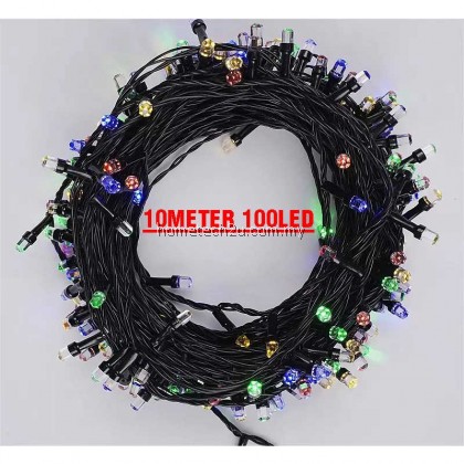 Lampu Raya Lip Lap LipLap 10M 100leds Colourful Hexagon RGB Led String Light Fairy Christmas Decoration Lights Lampu Raya Lip Lap LipLap 10M 100leds Colourful Hexagon RGB Led String Light Fairy Christmas Decoration Lights
