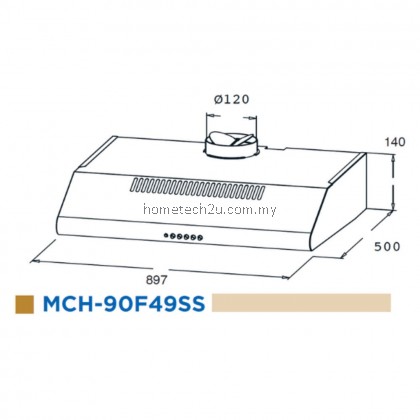 Midea Stainless Steel Cooker Slim Hood MCH-90F49SS