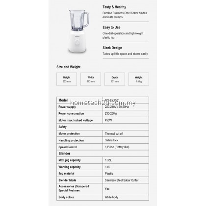 PANASONIC BLENDER MX-EX1001 LIGHTWEIGHT 1.0L BLENDER MX-EX1001WSK PANASONIC BLENDER MX-EX1001 LIGHTWEIGHT 1.0L BLENDER MX-EX1001WSK