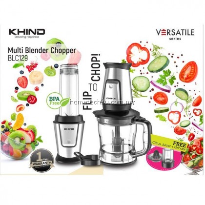 Khind 4 in 1 Multi Blender Chopper BLC129 500W (Stainless Steel Blades) Khind 4 in 1 Multi Blender Chopper BLC129 500W (Stainless Steel Blades)