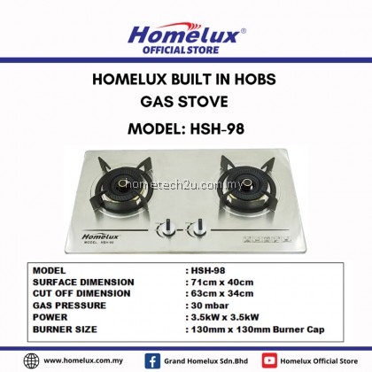 HOMELUX STAINLESS STEEL BUILT-IN GAS STOVE HSH-98