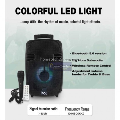 Portable Speaker 8 Inch Outdoor Wireless Bluetooth Speaker with Mic USB ...
